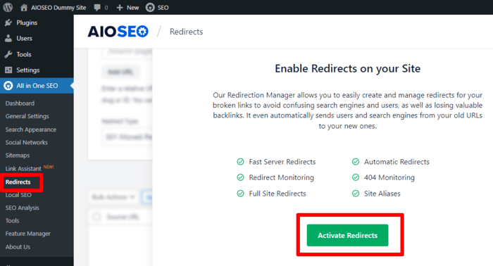 AIOSEO's Redirection Manager can help you find and fix 404 errors on your site.