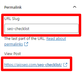 Another important item to tick off your SEO checklist is optimizing your URL.