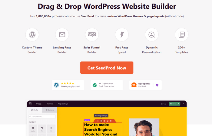 seedprod is the best seo-optimized drag and drop wordpress theme builder