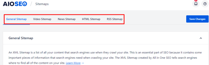 AIOSEO helps you create XML sitemaps easily.