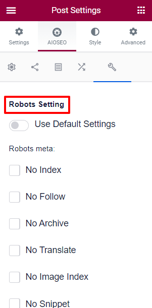 AIOSEO helps you customize your robots.txt file right from within Elementor.