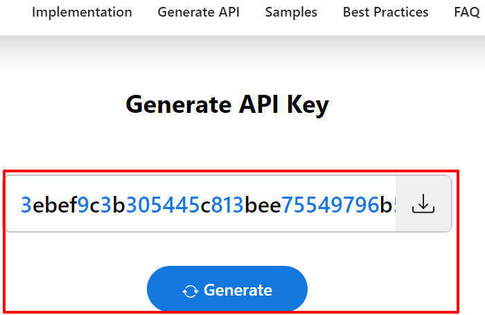 You can generate an API key from Bing's website.