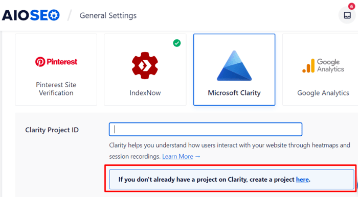 To get started using Clarity's user behavior analytics tool, you have to create a new project.