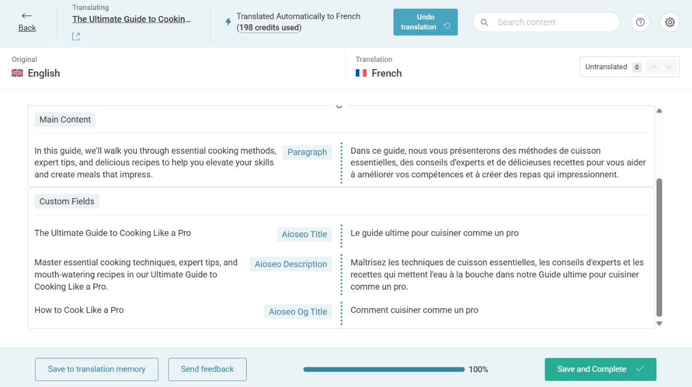 Manual translation using WPML's Advanced Translation Editor