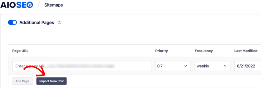 The Import CSV button will open a window that enables you to choose a CSV file.