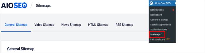 To add multiple URLs to your sitemap, head to the General Sitemap section of AIOSEO's sitemap settings.