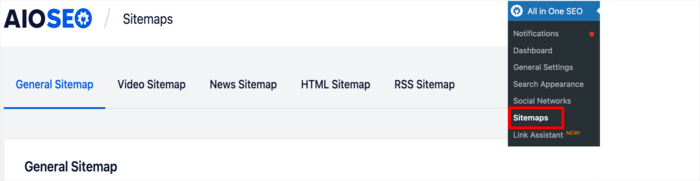 To add multiple URLs to your sitemap, head to the General Sitemap section of AIOSEO's sitemap settings.