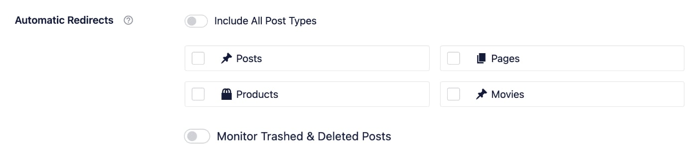 Automatic Redirects settings in Redirection Manager