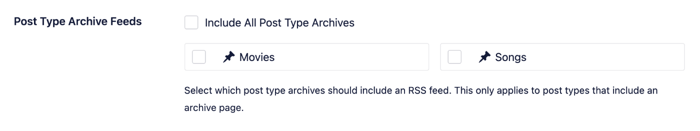 Post Type Archive Feeds setting under Crawl Cleanup