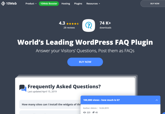 FAQ WD by 10Web is an amazing FAQ plugin you should consider as you shop around for the best WordPress FAQ plugins. 