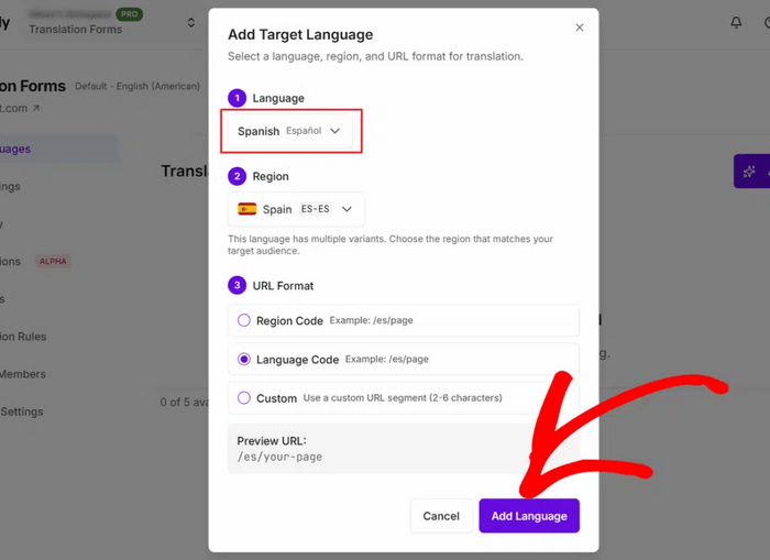 Escolha os idiomas para seu site multilíngue no Universally