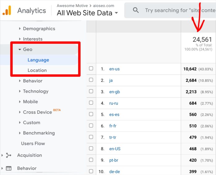 Use Google Analytics to find which international languages and locations to target.