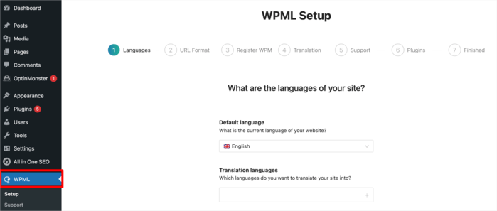 To set up SEO for different languages, you need a multilingual plugin like WPML.