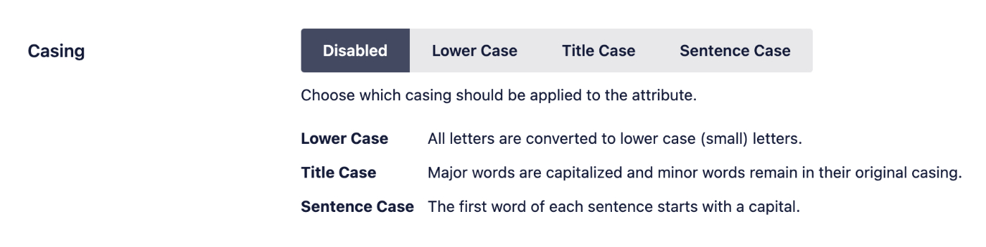 Casing setting for Title attributes