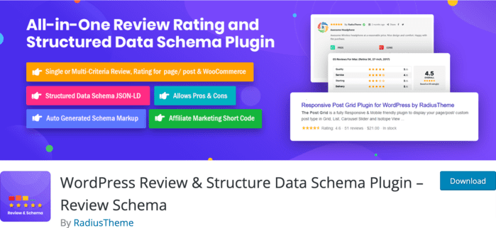 The WordPress Review & Structured Data Schema plugin is one of the best WordPress schema generator plugins for review-based rich snippets.