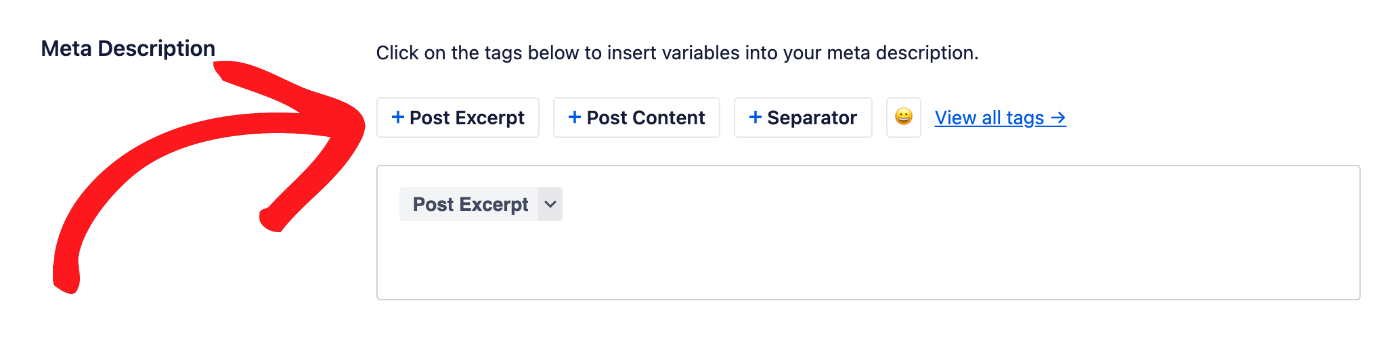 Adding a smart tag to the Meta Description field