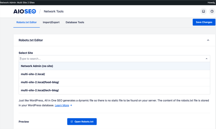 Editing your robots.txt files on an individual site in your network is easy. 