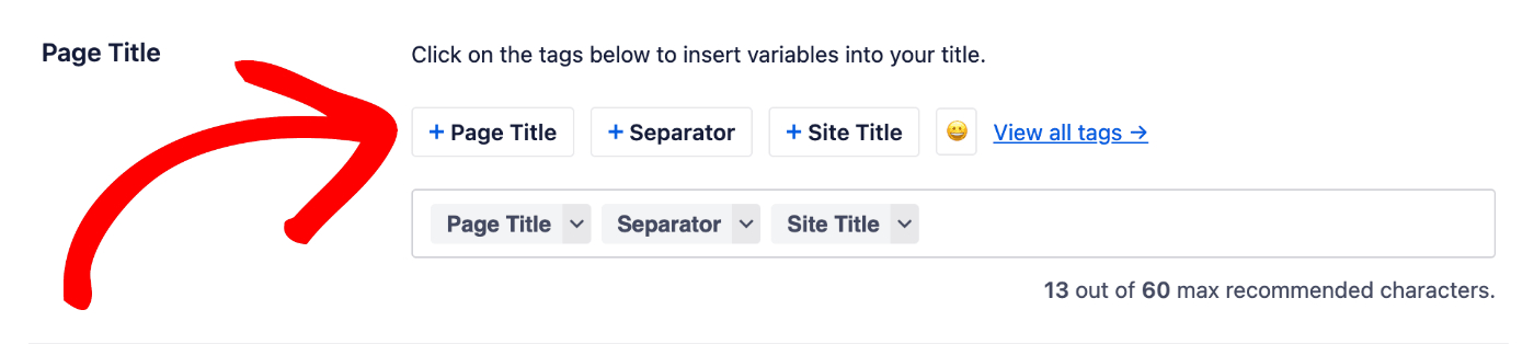 Adding a smart tag to the Page Title field