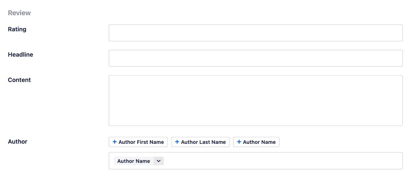Review section of the Book Schema fields