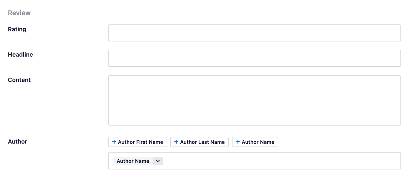 Review section of the Event Schema fields