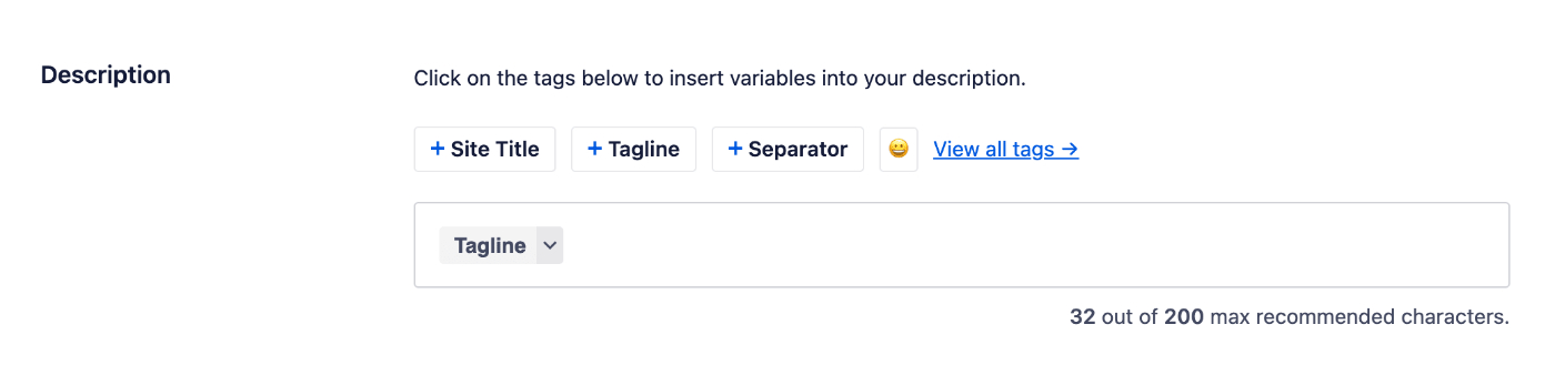 Description field in Home Page Settings for Facebook