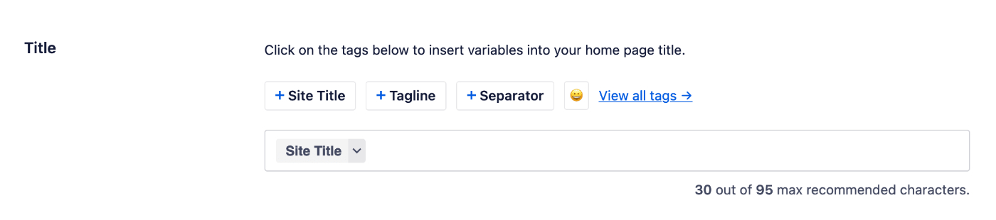 Title field in Home Page Settings for Facebook