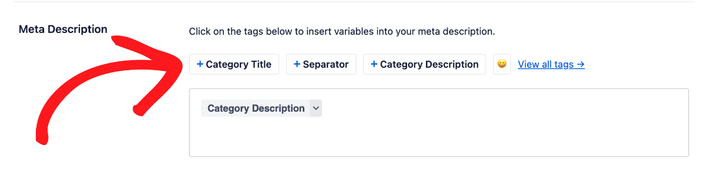 Meta Description field in Category Settings