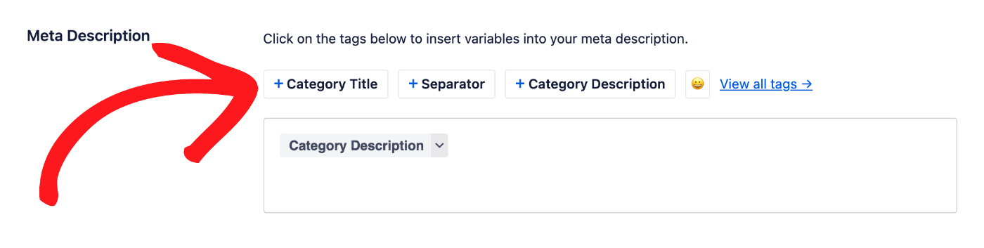 Meta Description field in Product Category Settings