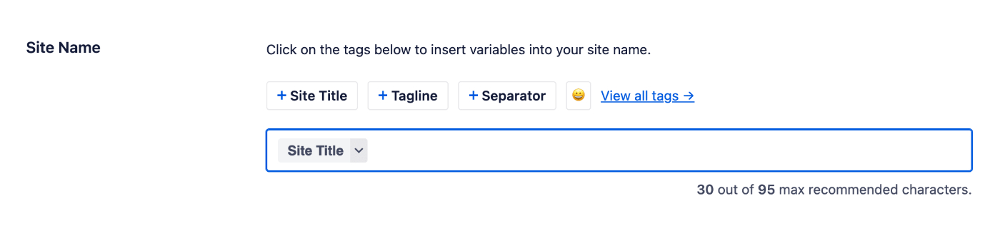 Site Name field in Facebook settings