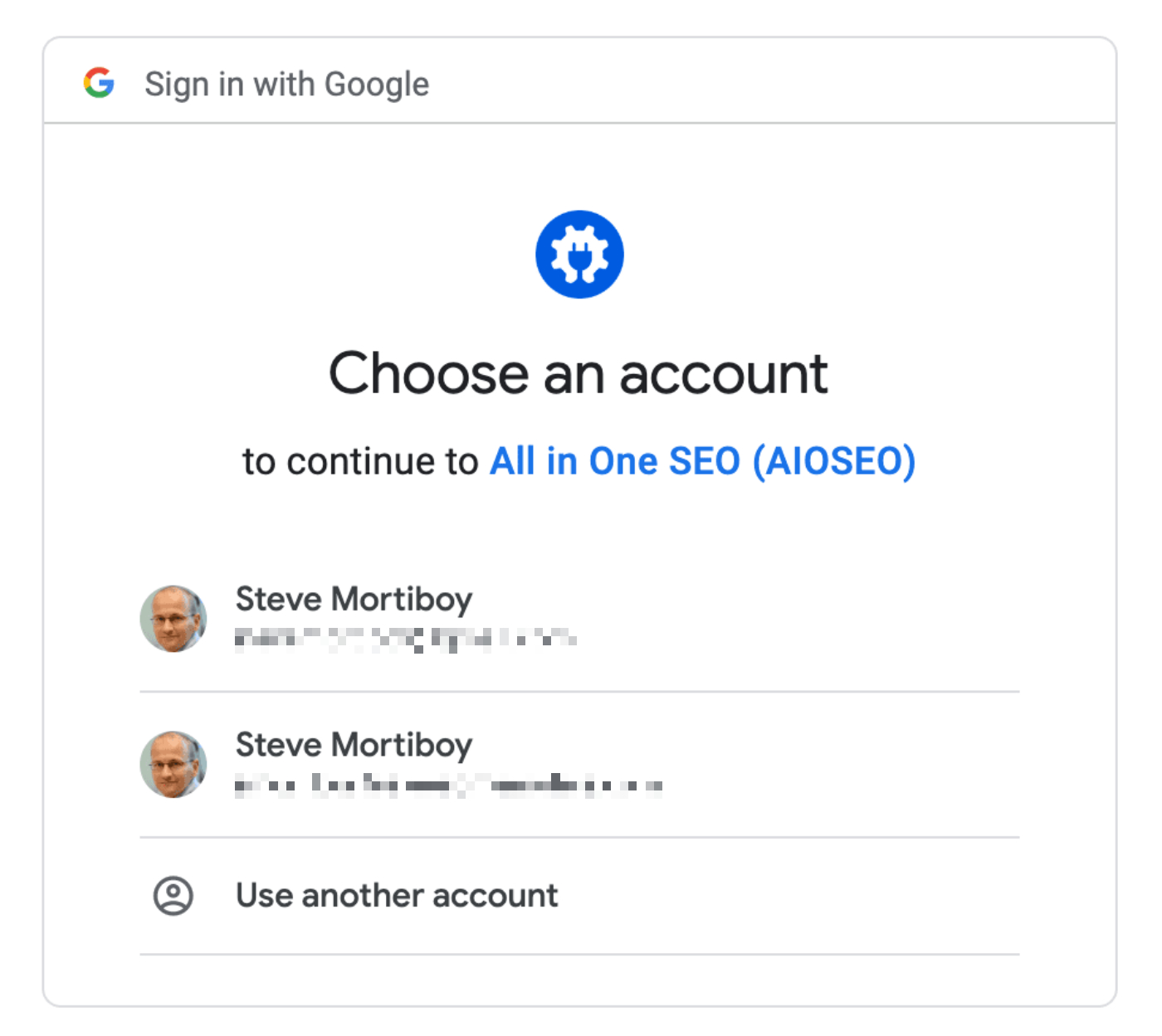Choose an account screen from Google