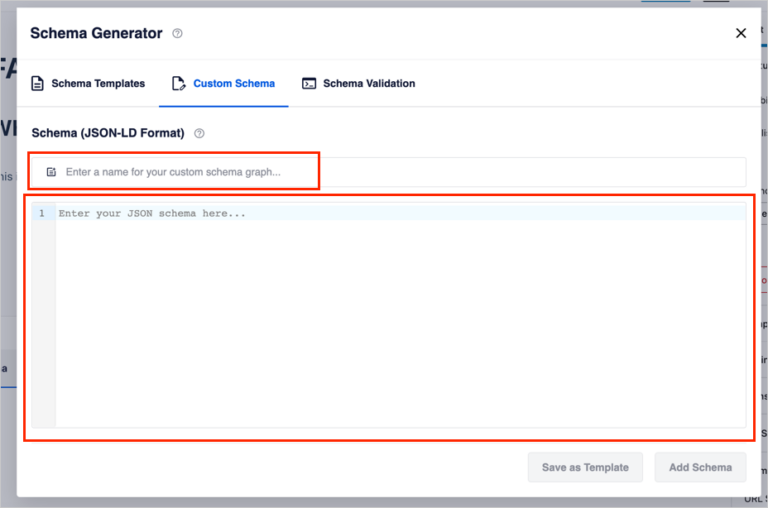 Uno snapshot della creazione di markup schema personalizzato in formato JSON-LD