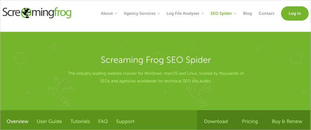 screamingfrog seo spider homepage