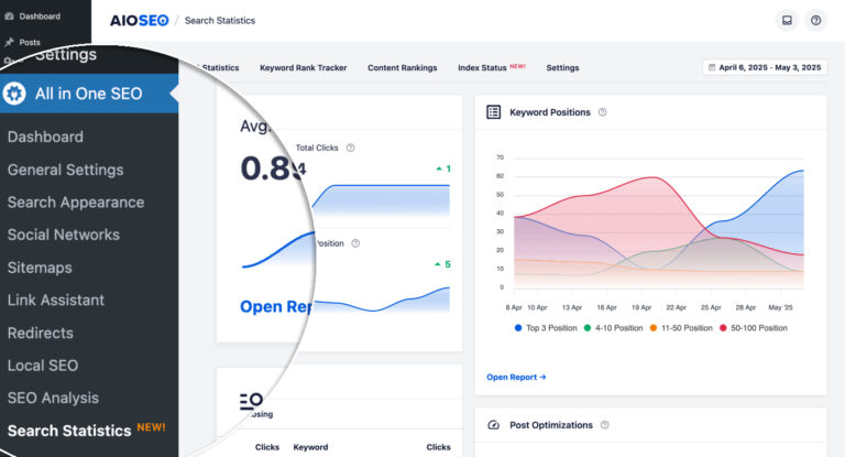 Stats Keywords Using the Search Statistics in All in One SEO - AIOSEO