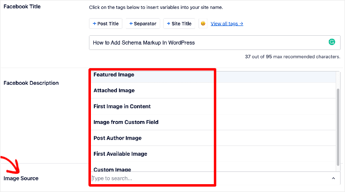 AIOSEO also gives you the option to choose the image to be displayed in the social snippets.