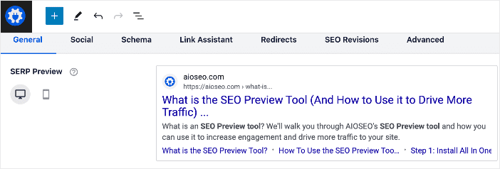 Search snippet preview using the SEO preview tool.