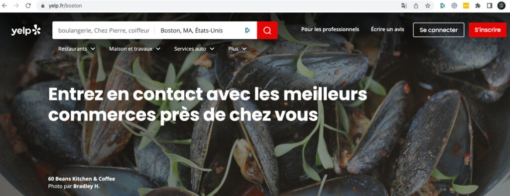 yelp french homepage