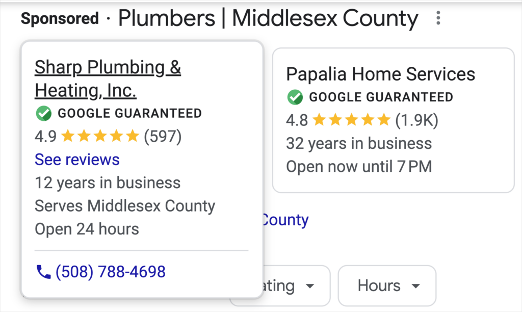local services ads google guaranteed example