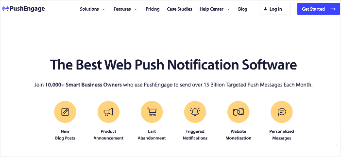 PushEngage helps send push notifications.