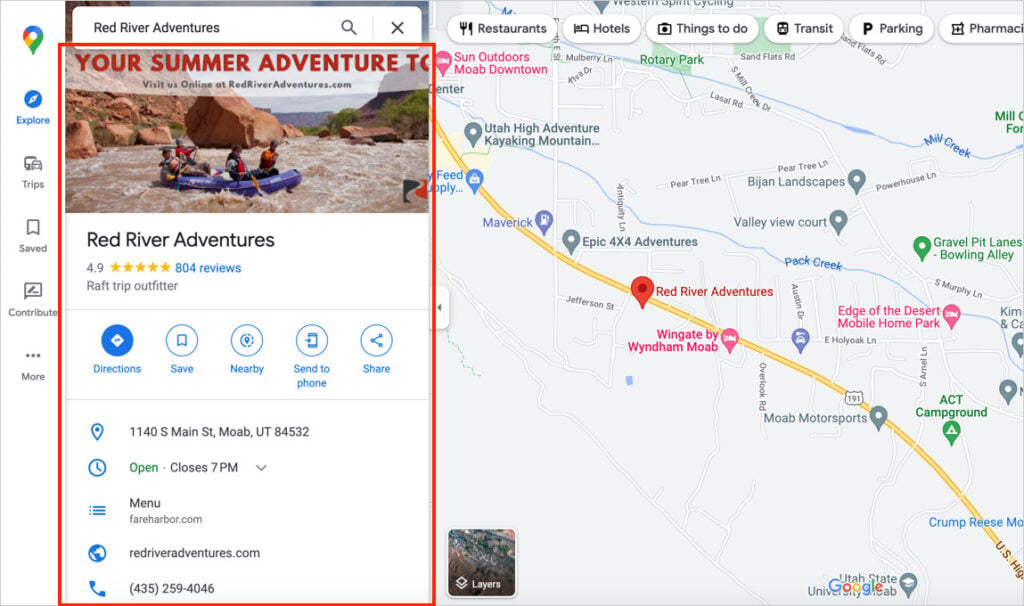 google maps profile example