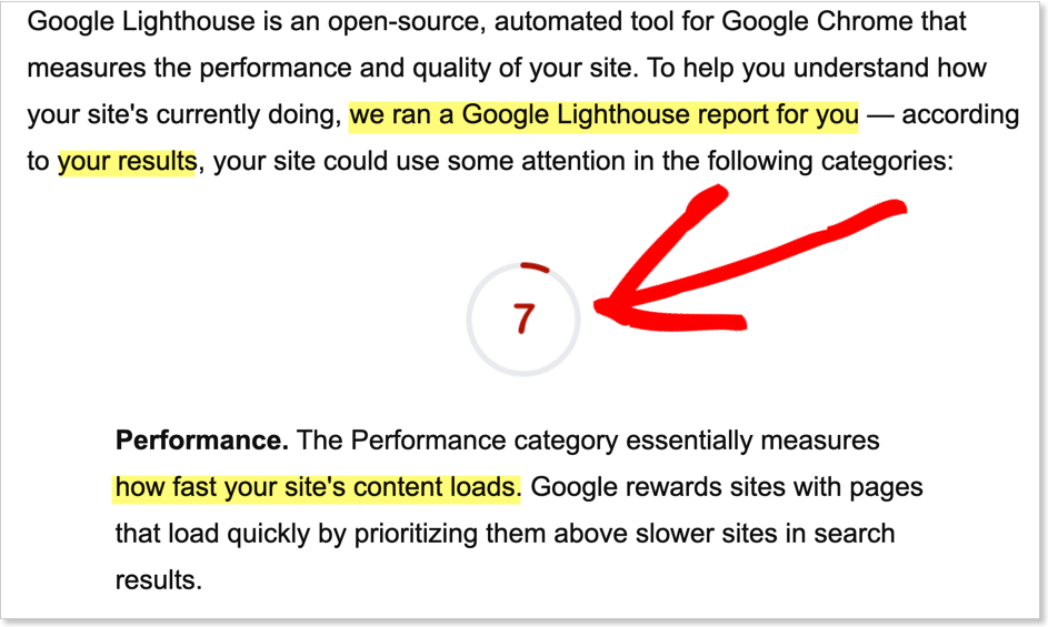 seo scam google lighthouse report