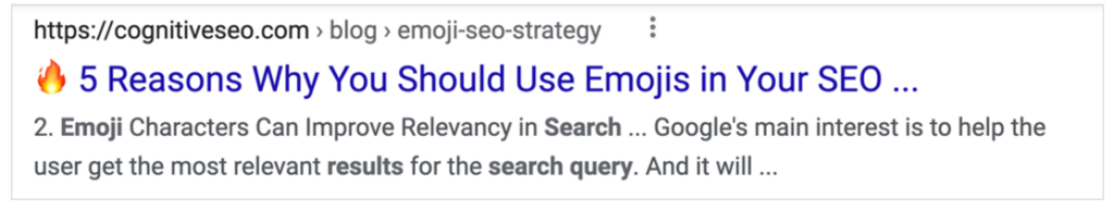 emoji in search snippet 