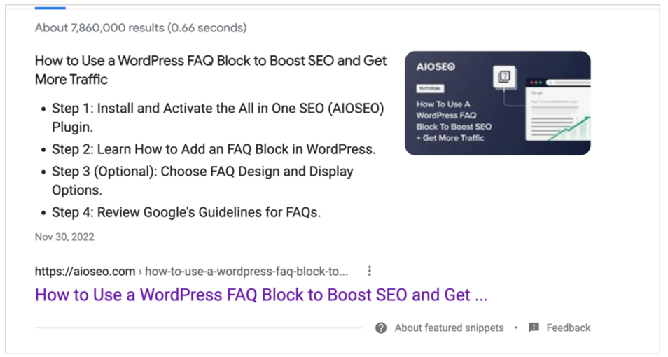 featured snippet example