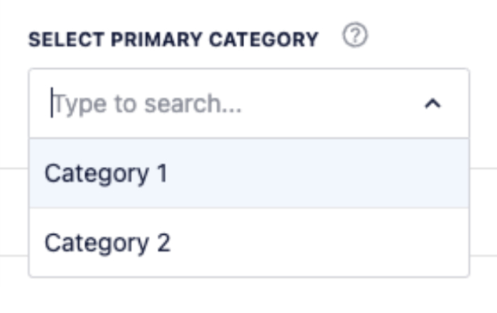 Clicking on the Primary Category field shows a drop down of the categories the post is assigned to