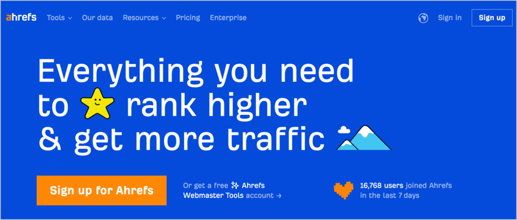 ahrefs homepage keyword research tools