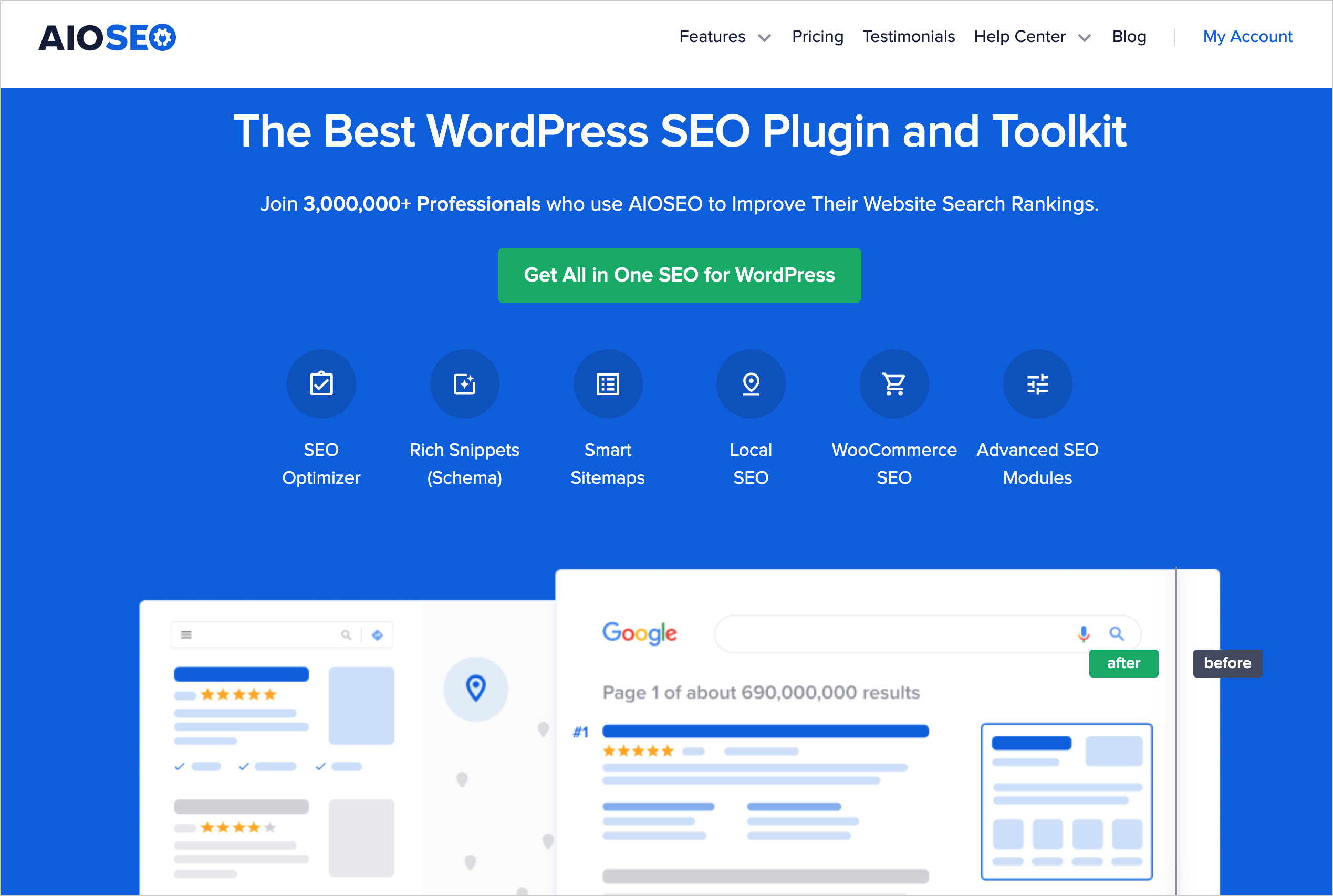 All in One SEO homepage.