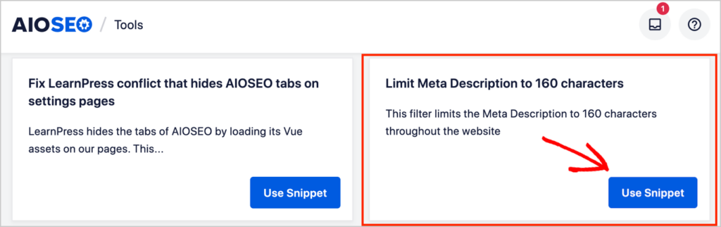 aioseo meta description code snippet