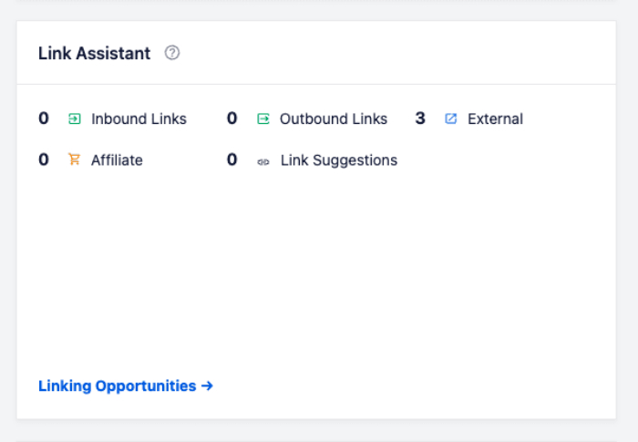 Link Assistant widget on the detailed Search Statistics screen