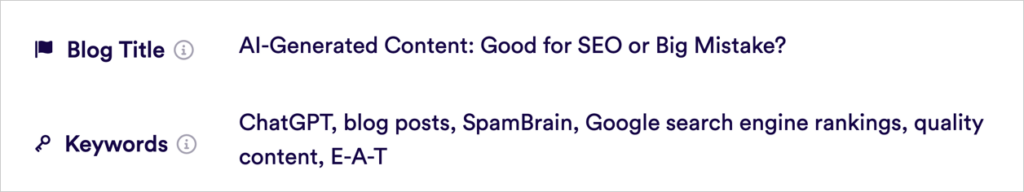 ai-generated content title and keywords