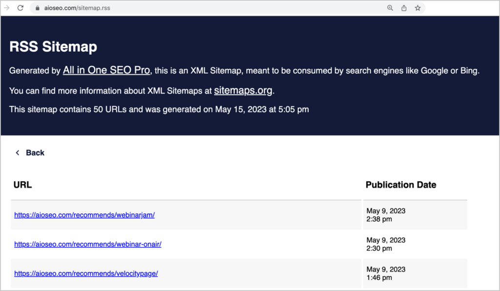 example of rss sitemap