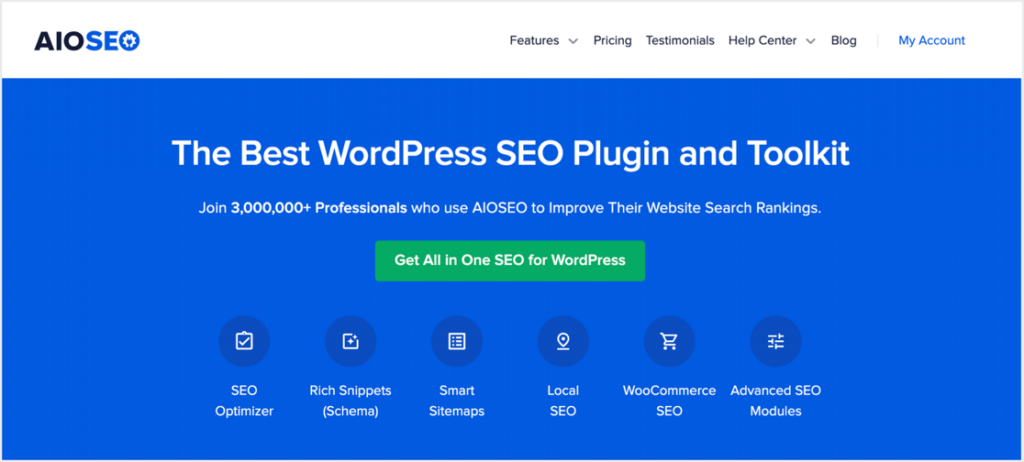 aioseo wordpress plugin homepage